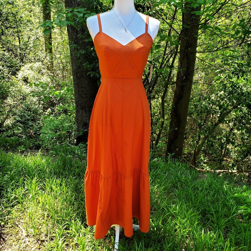 IRIS & INK Yucca Organic Cotton Sundress in Sunset Orange Size 0 Brand New NWT